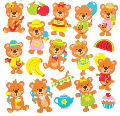Baker Ross Teddy Bear Picnic Foam Stickers For Children To Decorate & Embellish Collage Cards And Crafts (Pack Of 120)