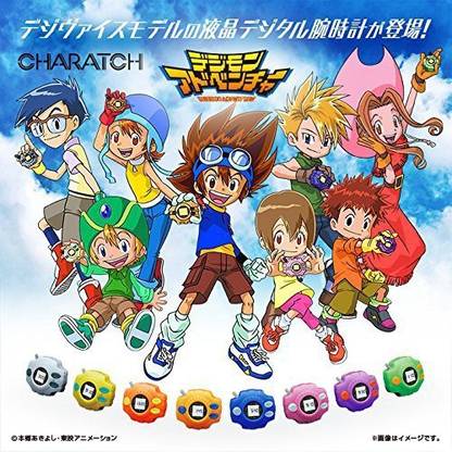 Digimon Bandai Charatch Adventure Watch Set Digital Monster [ Bonus : Taichi And Agumon Illustrations Mini Autographs (Shikishi)