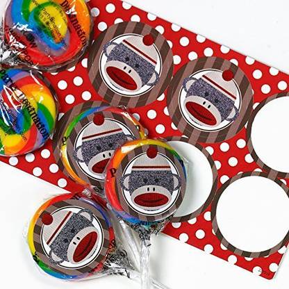 Birthday Express Sock Monkey Party Supplies - Lollipop Favor Kit
