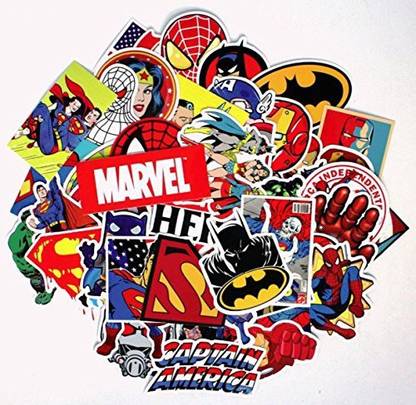 Main Street Marvel And Dc Superhero Logos And Characters Fun Sticker Decal Set Of 50 Assorted Stickers