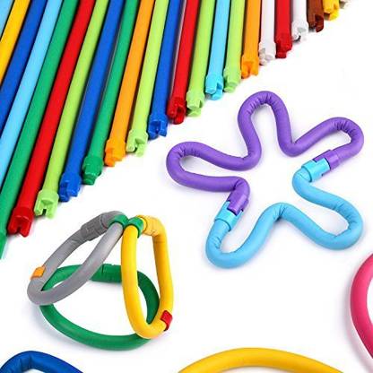 Peradix Building Sticks Diy Toys Kids' Soft Bendable Sculpting Sticks Flexible Folding Bending Interlocking Colorful Straw Stem
