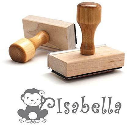 Generic Personalized Kids Name Self Inking Stamp, Monkey, Custom Font, Customized with Name, Rubber Stamp, Naming Stamp, Children�s Sign