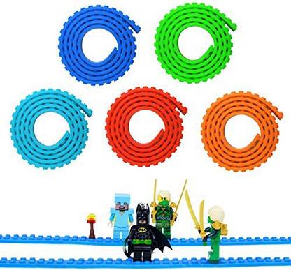 Generic Block Tape for Lego Bricks, 5 Rolls(3ft/Roll)Multicolor Silicone Non-Toxic Safe Tapes with Reusable Self-Adhesive Strips as Bric