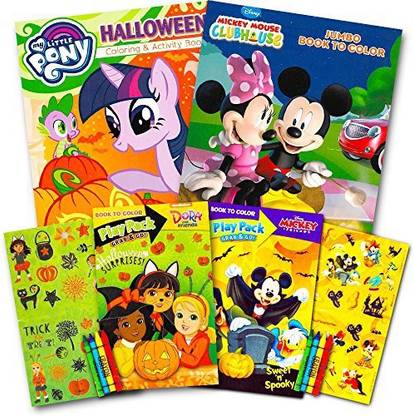Disney Junior Halloween Coloring Book Super Set For Kids Toddlers -- 3 Books Featuring Minnie Mouse, Mickey Mouse, My Little Pony And M