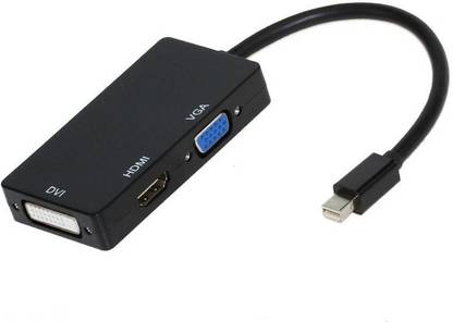 microware DVI Cable 17 m Mini DisplayPort (Thunderbolt Port Compatible) to HDMI/DVI/VGA Male to Female 3-in-1 Adapter