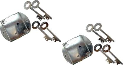 HLI 6 lever Almirah lock with double lock(pack of 2) (round 4 keys) (chrome plated keys)(size 82 m.m.) Lock