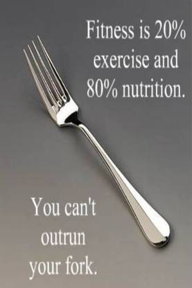 AOVP0536 Fitness Is 20% Exercise 80% Nutrition You Can't Outrun Your Fork Motivational Poster Gym Workout Paper Print