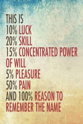 AOVP0135 Fitness This Is Ten Percent Luck Twenty Percent Skill Motivational Poster Gym Workout Paper Print