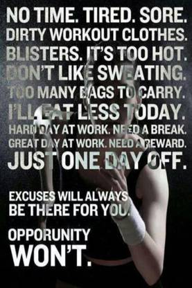 AOVP0104 Fitness No Time Tired Sore Dirty Workout Clothes Blisters Motivational Poster Gym Workout Paper Print
