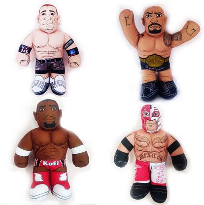 theperfectbazaar.com Combo of 4 WWE Wrestling Star John Cena, Kofi, Rock and Ray Myterio Soft Toys for Kids Play and Birthday Gift  - 40 cm