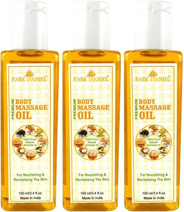 PARK DANIEL Organic Body Massage oil combo of 3 bottles of 100 ml (300 ml)