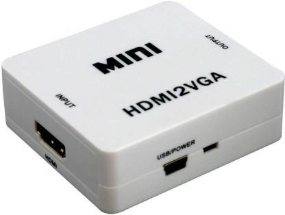 microware HDMI Adapter 9 m Mini HDMI to VGa Converter Media Streaming Device (White)