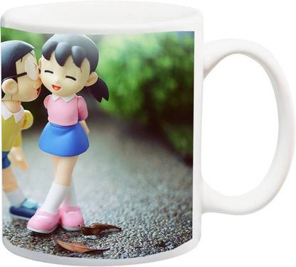 MUGKIN Gift for Girlfriend/Boyfriend/Couple/Children;Nobita And Shizuka(01)Printed Ceramic (325 ml) Ceramic Coffee Mug