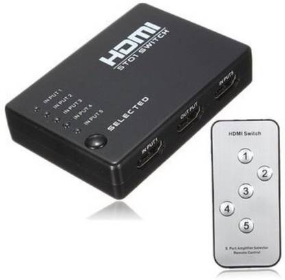 microware HDMI Splitter Switch Switcher Box with Selector Remote Control Media Streaming Device