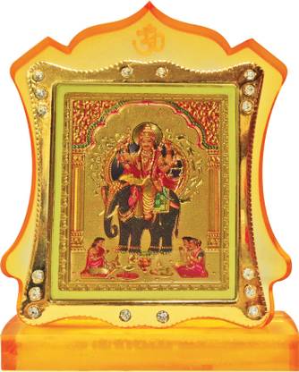 ManeKo Hindu God Idol Vishwakarma Temple Frame for Car Dashboard Decorative Showpiece  -  8 cm