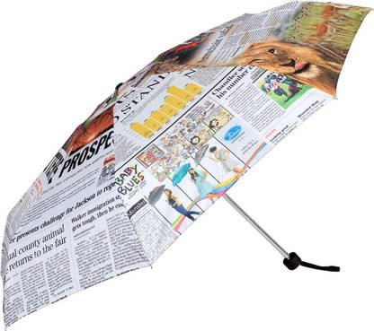 Johns 5 Fold News Paper Print Atom Series Unisex Umbrella Umbrella