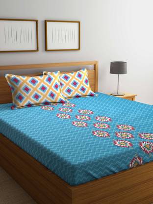Bombay Dyeing 120 TC Cotton Double Abstract Fitted (Elastic) Bedsheet