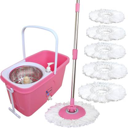 WCSE Present india's first Square shape trolly wheel supported bucket, Steel basket, Mop Set