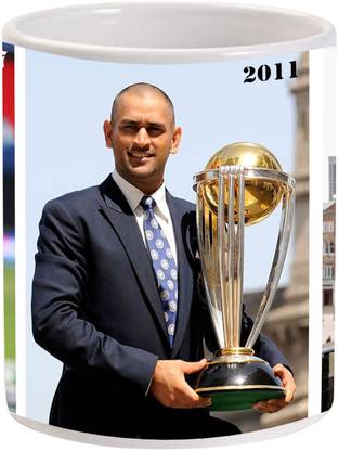 MUGKIN MS Dhoni - World Cup, T-20 World Cup and Champions Trophy. Ceramic Coffee Mug