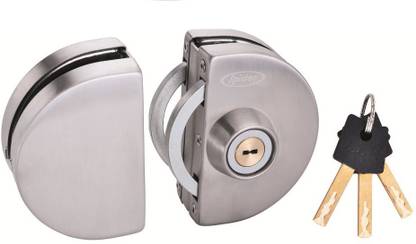 spider Glass Door Lock Semi Circle Lock with SS Finish , One Side Knob & one Side Key( GDL01R) Glass Door Lock
