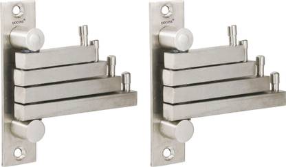 DOCOSS Pack Of 2-Welcome Glossy Steel 4 Pin Cloth Hanger Bathroom Wardrobe Wall Door Hooks For Hanging keys,Clothes Holder Accessories Organizer