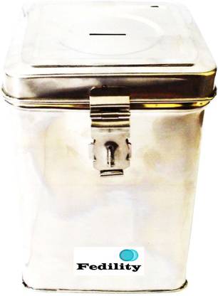 FEDILITY Stainless Steel Money hundi dabba with locker small (Pack of 1) Cash Box