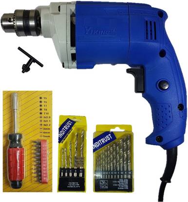 Inditrust 400W drill machine with drill bits and screwdriver set Power & Hand Tool Kit