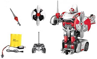 HALO NATION Remote Controlled Transformer Car Police Car- One Touch Deform Autobot - Bugatti White Police Edition