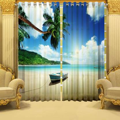 b7 CREATIONS 152 cm (5 ft) Polyester Transparent Window Curtain (Pack Of 2)