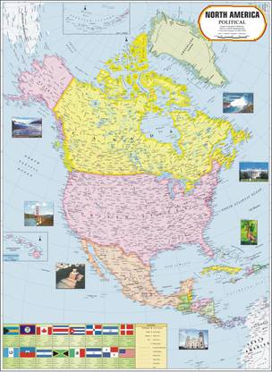 North America Map Paper Print