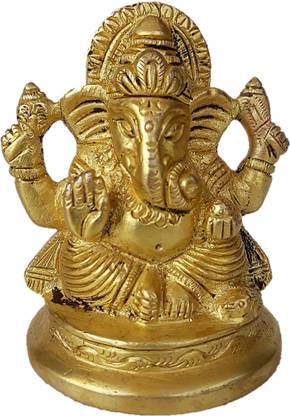 Brass Ganesh Ji 7.5 cm 3 inches Ganesh 3 inches 7.5 cm Decorative Showpiece  -  7.5 cm