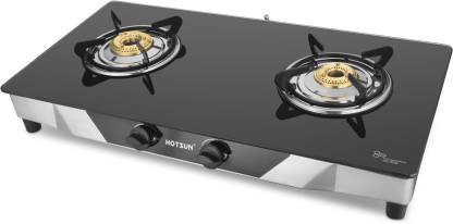 Hotsun Pluto 2 burner Glass Top Gas Stove Stainless Steel Manual Gas Stove