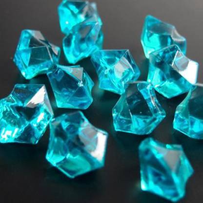 DaY Fake Clear Ice Cubes Crystals Gemstones Decorative Glass Pebbles Colorful Vase Fillers(Weight 500g) (Aqua Blue)(Turquoise) Vase Filler