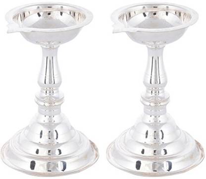 AKJ 92.5 Sterling Silver Diyas 72 gms Big Size Silver (Pack of 2) Table Diya