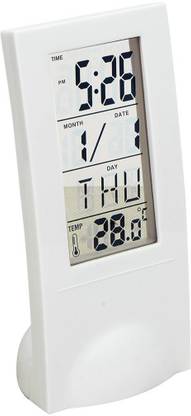 Simxen Digital Small Transparent Clock Timer LCD Display Digital Snooze Alarm Clock Bedside Table Clock with Thermometer Calendar Clock