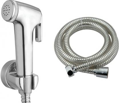 QTM CONTY HEALTH FAUCET JET SPRAY BATHROOM TOILET SPRAY ABS CHROME SILVER WITH PVC HOSE PIPE & HOOK Health  Faucet