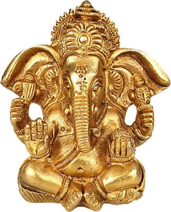 Aanya Distribution Brass Ganesh Ji 9 cm 3.5 inches Ganesh Ji 9 cm 3.5 inches .540 gm Decorative Showpiece  -  9 cm