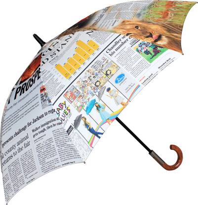 Johns News Paper Print-1 Straight Fold Auto Open Umbrella Umbrella