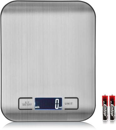 IGADG Premium Heavy Duty Kitchen/Lab Scale With Multi-Function Back-Lit LCD Display, Stainless Steel, 5 KG Capacity (Batteries Included) Weighing Scale