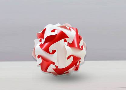 UNIQUE Deqors Large | IQ Lamp |Puzzle, Lantern, Jigsaw lamp| Self DIY Assembled Puzzle Lights | for Home Decor | Multi colour Red& White - 30*30*30 CM Pendant Lamp Ceiling Lamp