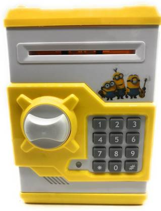 IndusBay Money Safe ATM for Kids Piggy Savings Bank with Electronic Keypad Password Lock (Minion) Coin Bank