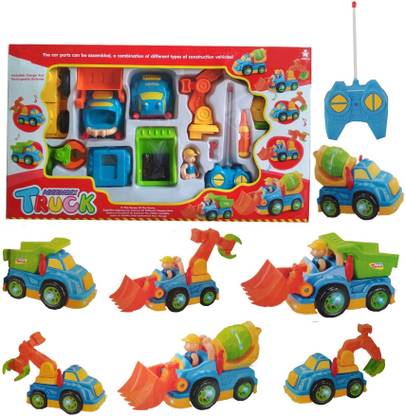 इंडस्बे Remote control Car Construction Automobile Set with Assembly to convert into 7 different Engineering Vehicles