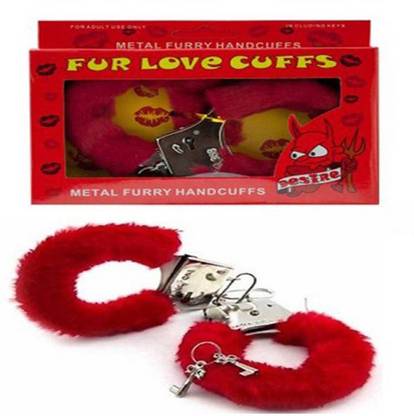 Aone Premium Quality Valentine Bachelorette Hen Party Prop Fur Pink Handcuff fur handcuffs for Lovers Gift for girlfriend boyfriend gifts Couple gift Honeymoon Romance role play fun party
