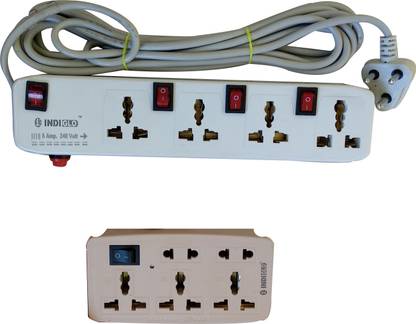 IndiGlow 4+4 power extension board with international socket with 5 meter wire AND 5+1 multi plug COMBO offer 4  Socket Extension Boards