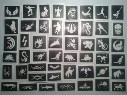 Generic 50 boys themed mini small tattoo stencils for glitter tattoos / airbrush tattoos / cakes / henna / many other uses girls & boys