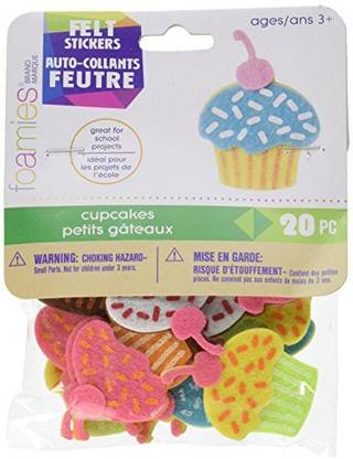 Generic Darice FLT-2781 Darice, 20 Piece, Felties Felt Stickers, Cupcakes,,