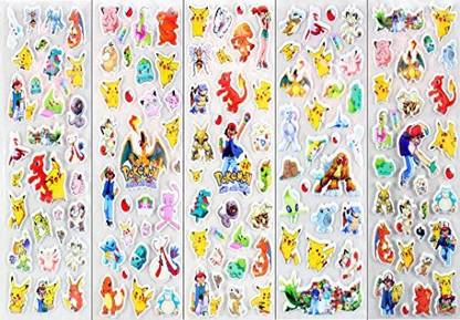Generic 120 Pokemon Stickers 3D Puffy Foam - 5 Sheets of All Your Favorite Characters - Decorate With Pikachu And Friends - Durable Viny