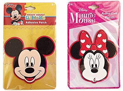 Generic Disney Mickey Mouse and Minnie Mouse Head Shaped 3D Adhesive Patch Set of 2 Sticker Patches