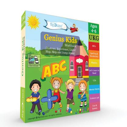 Genius Kids Worksheets (Bundle) for UKG (KG-2) and Montessori (4-6 yrs)- Set of 8 Workbooks (Math & Logic, English, Science, Games & Activities)
