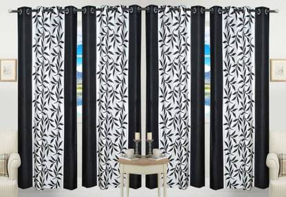 New panipat textile zone' 274.32 cm (9 ft) Polyester Semi Transparent Long Door Curtain (Pack Of 4)